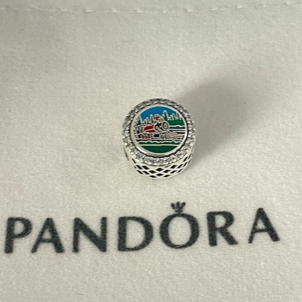 Pandora Chattanooga Travel Train Bead Charm Button S925 Sterling Silver Jewelry